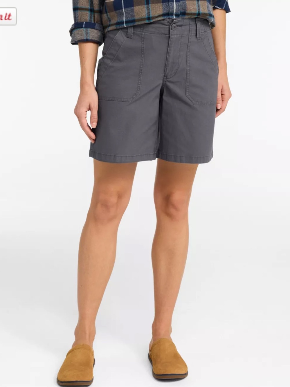 L.L. Bean Women’s 207 Vintage Cotton Canvas Shorts 7” Size 14 Gray Preppy NWT